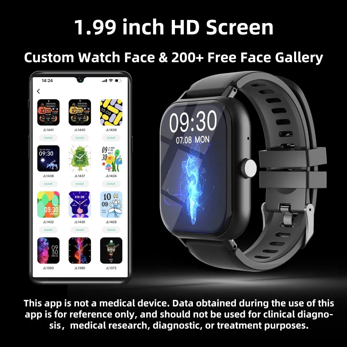 1.99" Bluetooth Call Smart Watch Men Women Full Touch Screen Sports Fitness Pedometer Smartwatch for Android iPhone