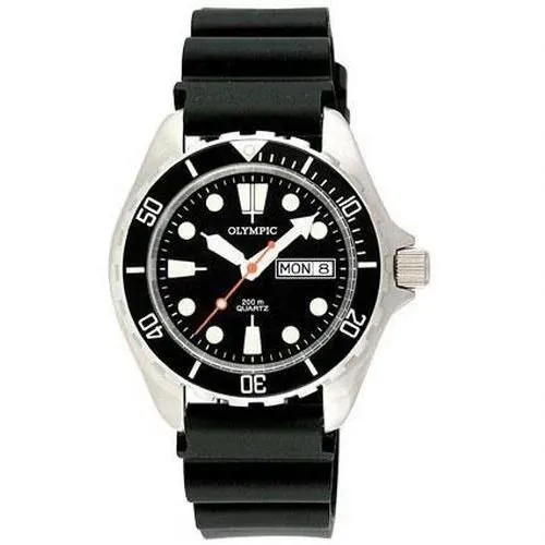 200m Divers Steel Watch - Black-Green - Red