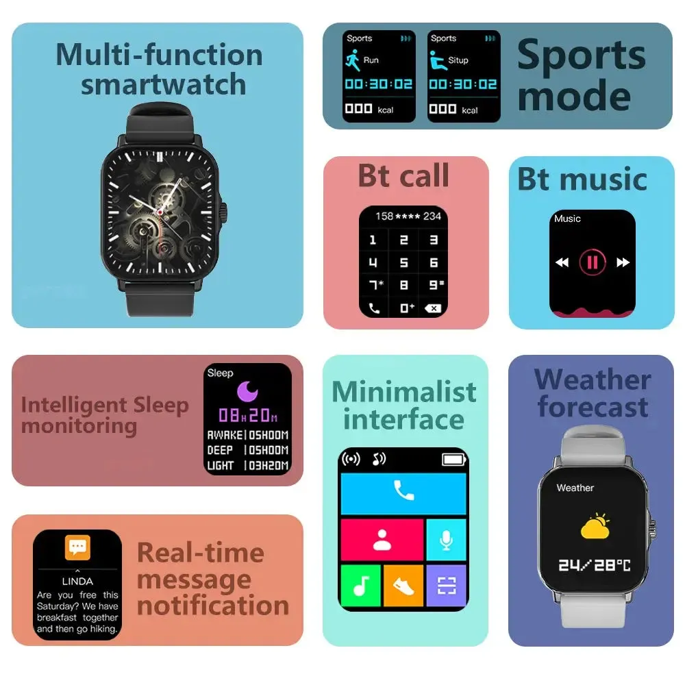 2024 New Bluetooth smart watch Low power ultra long standby heart rate monitor Android and IOS system waterproof sports watch