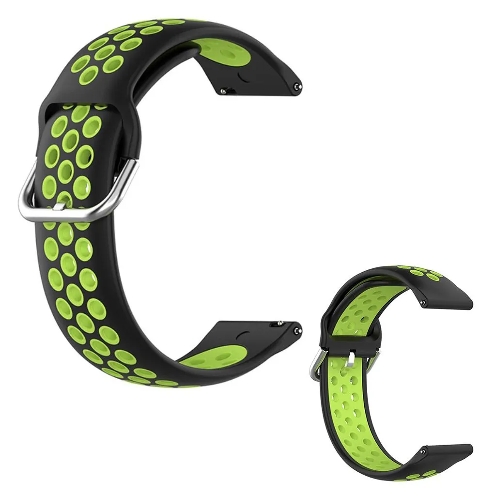 20mm bi-color silicone watch strap for Samsung watch - Black / Lime