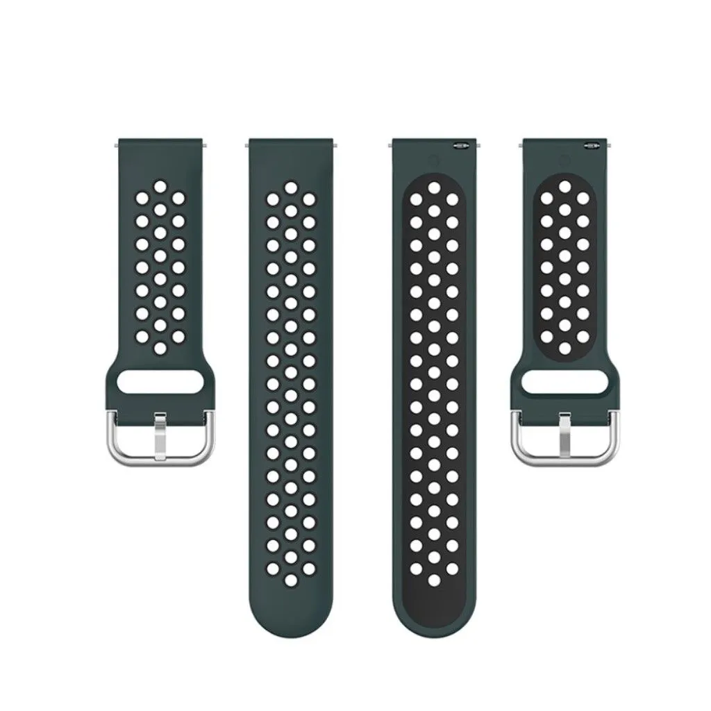 20mm bi-color silicone watch strap for Samsung watch - Olive Green / Black