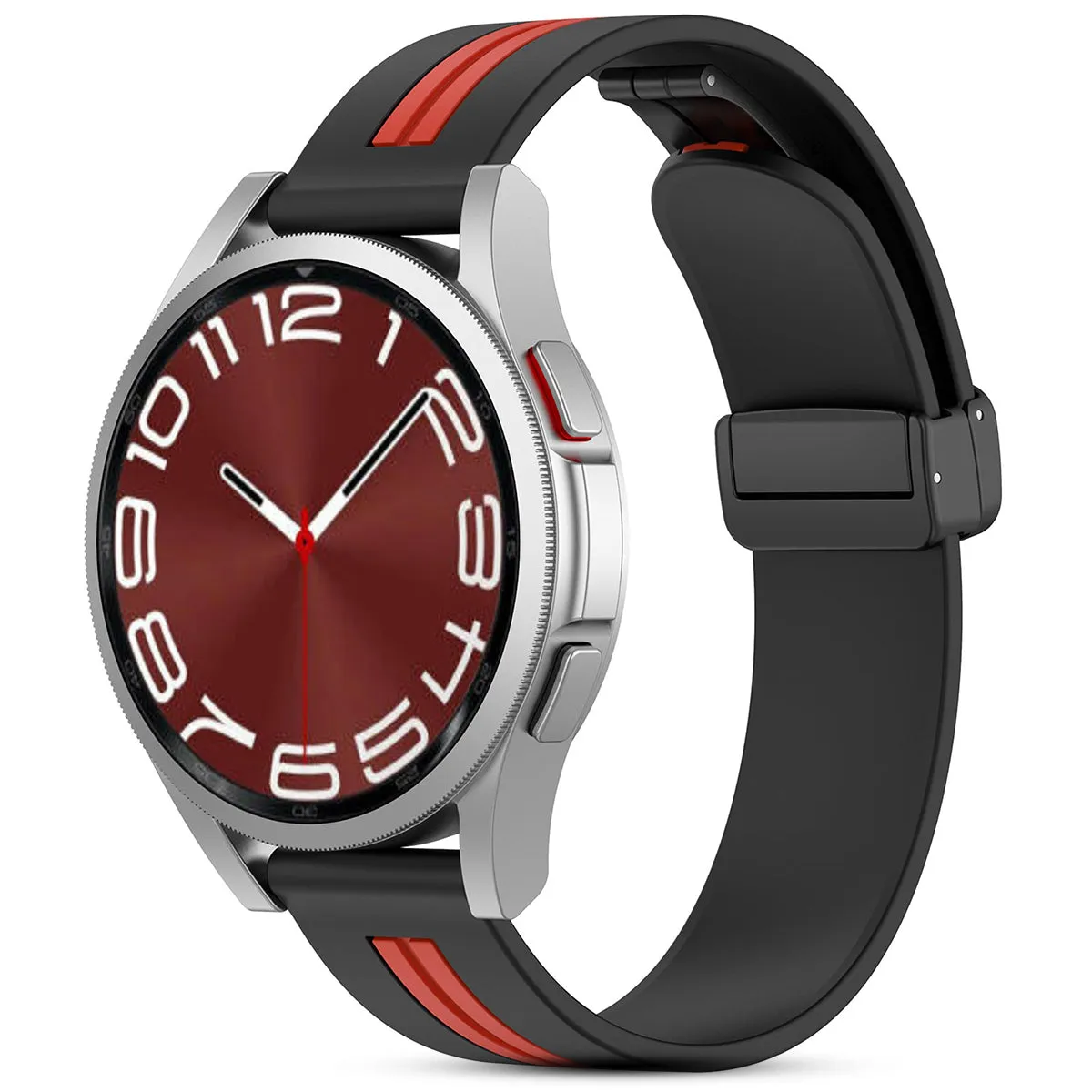 20mm Silicone Bands |Samsung Galaxy Watch 6/5/4 Band 40/ 44mm, Galaxy Watch 6 Classic Bands 43m/47mm| Black & Red