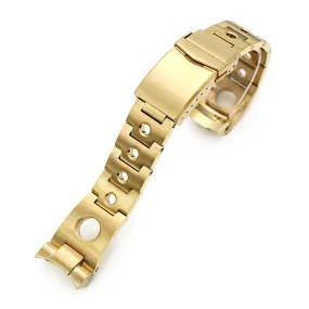 22mm Rollball Watch Band for Seiko 5 Sports 42.5mm SRPE74 SRPE74K SRPE74K1, Stainless Steel - Full IP Gold, V Diver Clasp