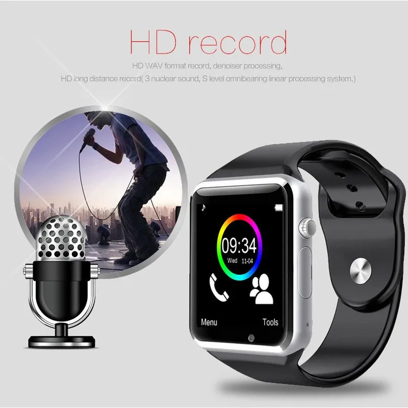 A1 Men Smart Watch Waterproof Android Bluetooth Watch SIM Card TF Sport  Smartwatch Android Waterproof with Camera Outdoor Watch