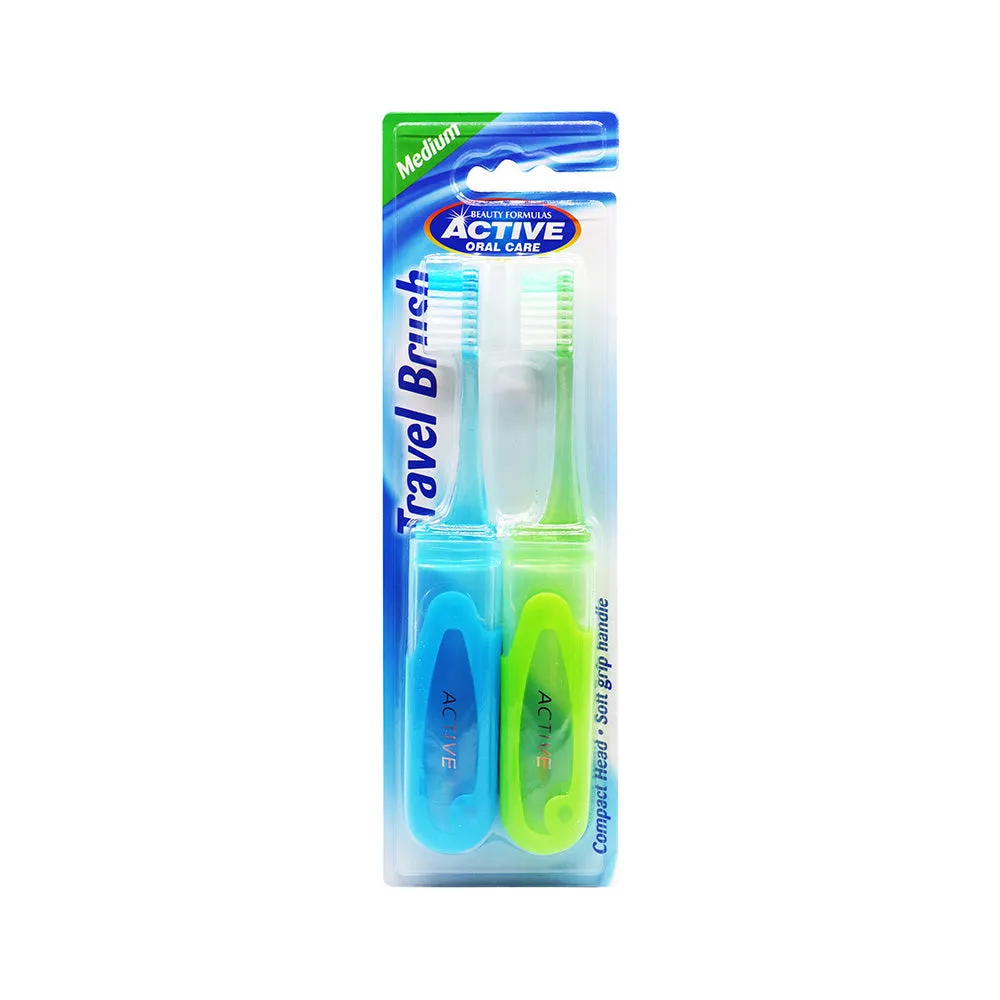 Active Oral Care Travel Toothbrush Medium 2Pack