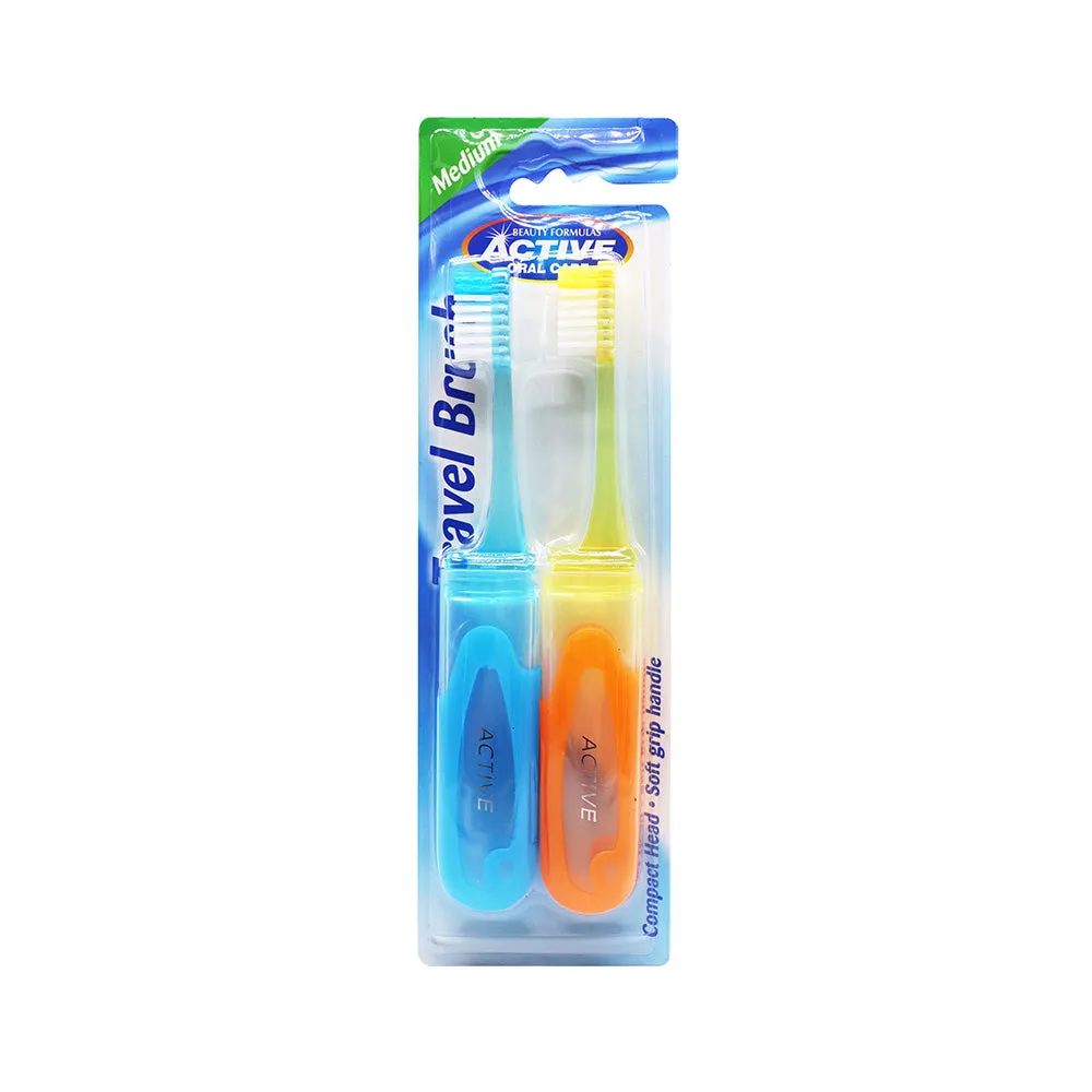 Active Oral Care Travel Toothbrush Medium 2Pack