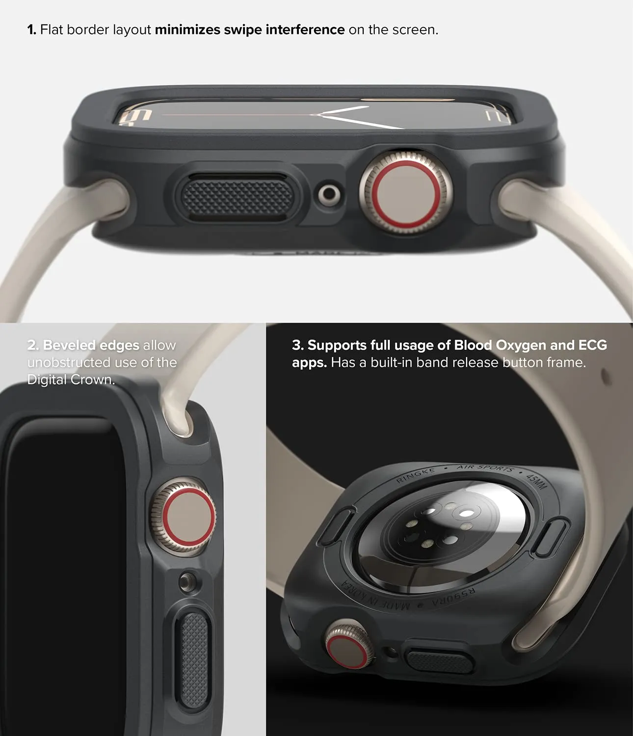 Air Sports Case Compatible with Apple Watch 8 / 7 45mm - Dark Gray