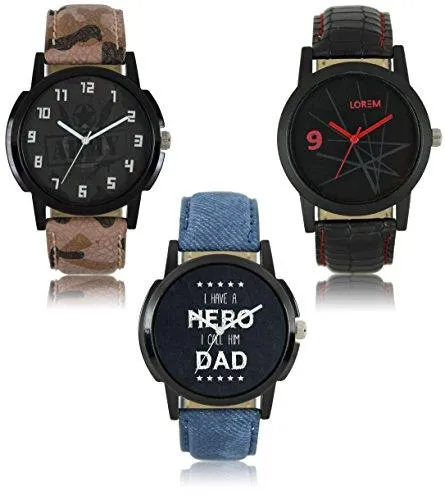 Ak Combo Of 3 Analogue Multicolor Dial Men's Watch-Lr-03-07-08