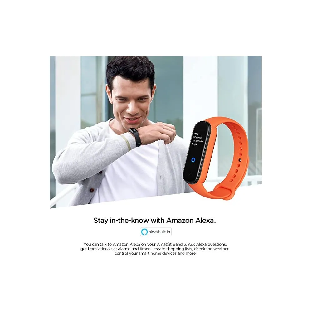 Amazfit S2005OV3N Band 5 Activity Fitness Tracker for Women, Alexa Built-in, Health Smart Watch, Orange