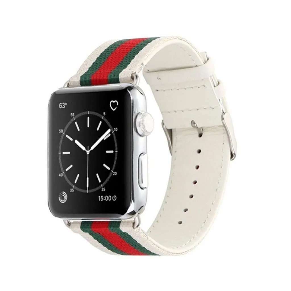 Apple Watch 38mm nylon leatther sports strap replacement - White