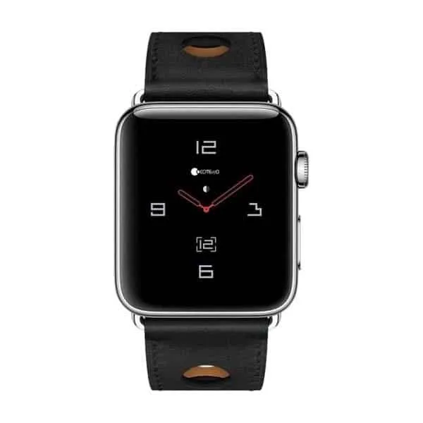 Apple Watch 41mm / 40mm / 38mm | Big Hole Design Leather Strap |Black