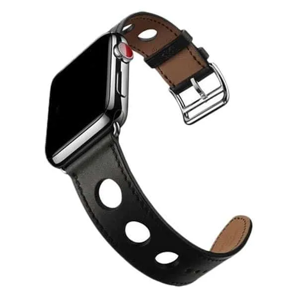 Apple Watch 41mm / 40mm / 38mm | Big Hole Design Leather Strap |Black