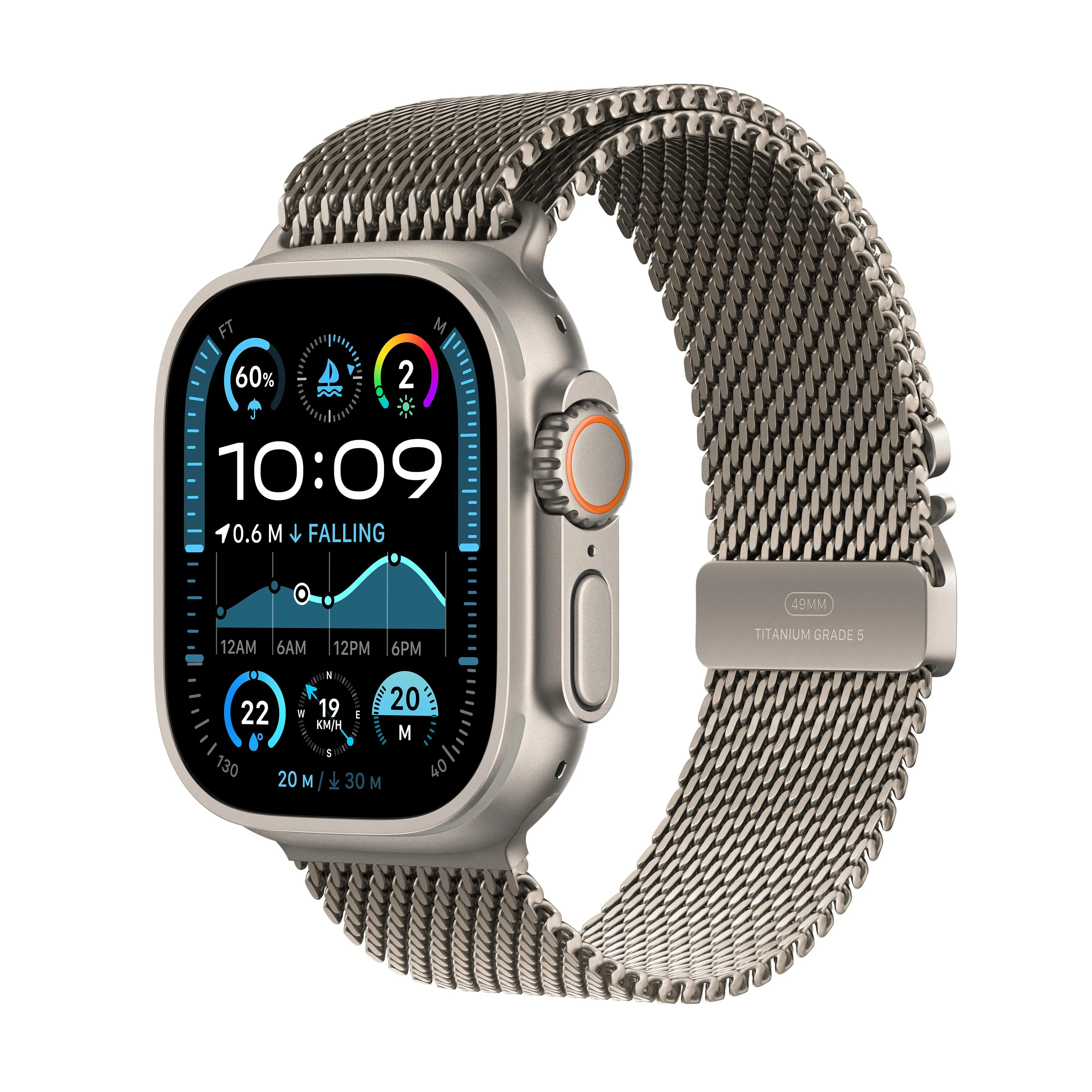 Apple Watch Ultra 2 GPS   Cellular 49mm Natural Titanium Case with Natural Titanium Milanese Loop - Small