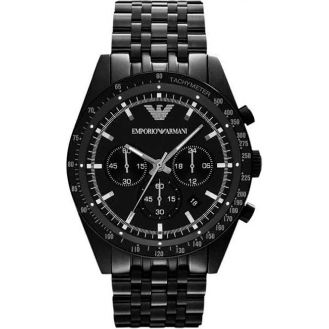 AR5989 Stainless Steel New Black Chronograph 46mm