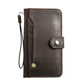 ARICHI Handmade Dark Leather Samsung Galaxy Case – Magnetic Closure, Card Slots, Wireless Charging, Vintage Style for S23, S24, Note 20 A52 A71 Z Fold