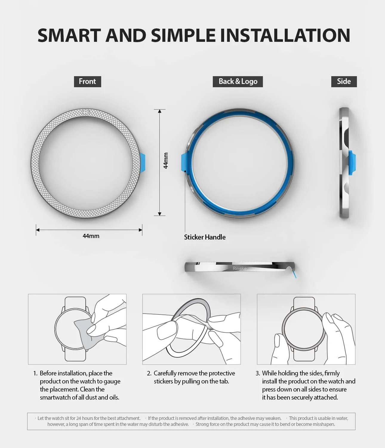 Bezel Styling Cover for Galaxy Watch Active 2 44mm (2019) - GW-A2-44-42 [Stainless Steel]