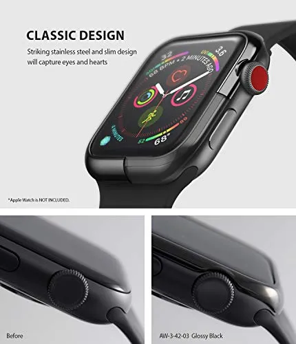 Bezel Styling for Apple Watch 42mm for Series 3 / Series 2 / Series 1 - Glossy Black (AW3-42-03) [Stainless Steel]