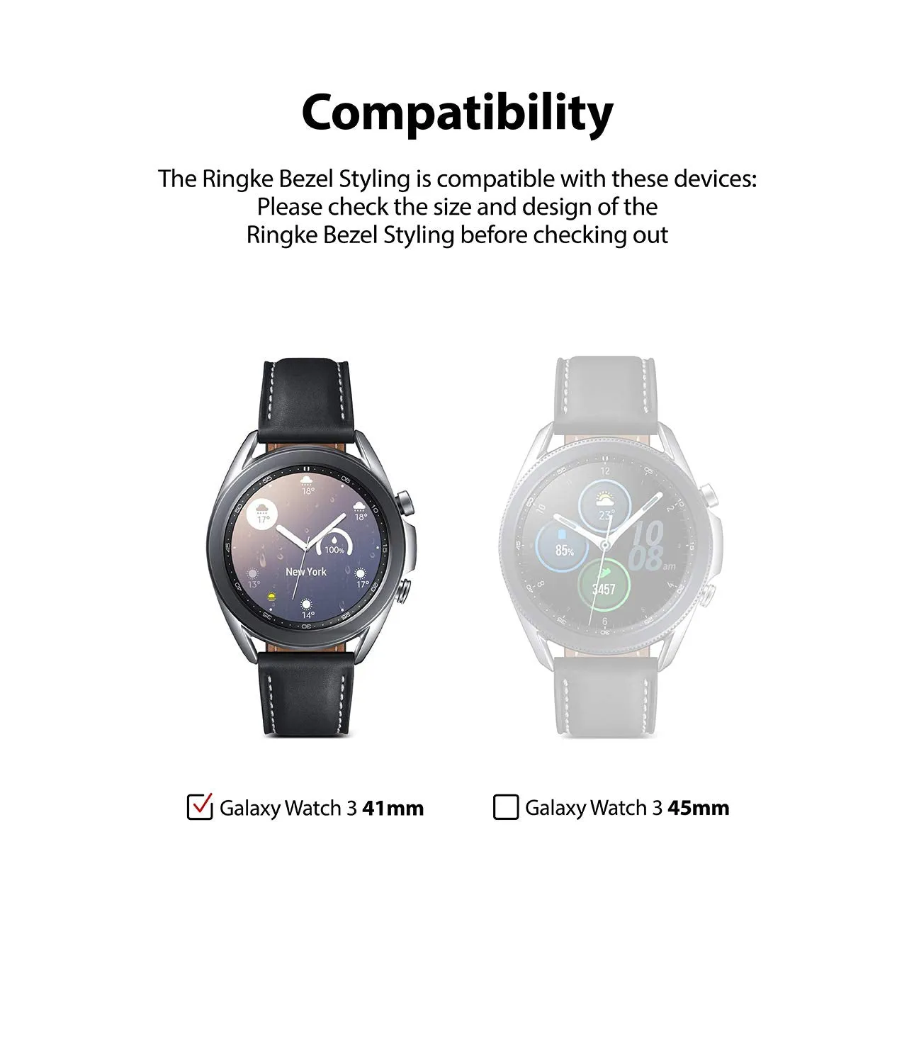 Bezel Styling for Galaxy Watch 3 41mm - BLACK  [Stainless Steel]