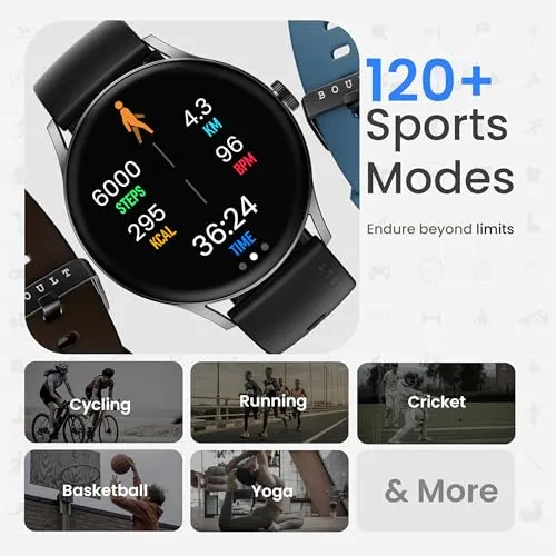 Boult Newly Launched Rover Pro Smart Watch 1.43'' AMOLED, Bluetooth Calling, IP68, Zinc Alloy Frame, 1000 Nits Brightness, AI Voice Assistant, SpO2 Monitoring, 120  Sports Mode Smartwatch (Regal)