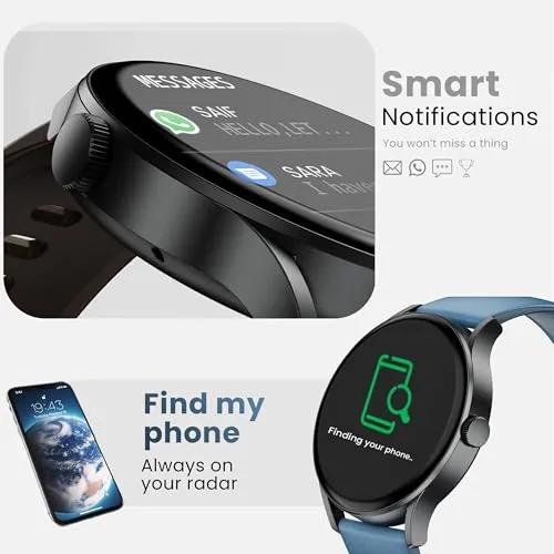 Boult Newly Launched Rover Pro Smart Watch 1.43'' AMOLED, Bluetooth Calling, IP68, Zinc Alloy Frame, 1000 Nits Brightness, AI Voice Assistant, SpO2 Monitoring, 120  Sports Mode Smartwatch (Regal)