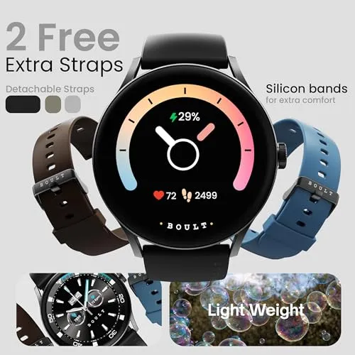 Boult Newly Launched Rover Pro Smart Watch 1.43'' AMOLED, Bluetooth Calling, IP68, Zinc Alloy Frame, 1000 Nits Brightness, AI Voice Assistant, SpO2 Monitoring, 120  Sports Mode Smartwatch (Regal)