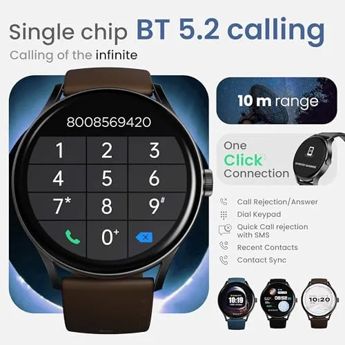 Boult Newly Launched Rover Pro Smart Watch 1.43'' AMOLED, Bluetooth Calling, IP68, Zinc Alloy Frame, 1000 Nits Brightness, AI Voice Assistant, SpO2 Monitoring, 120  Sports Mode Smartwatch (Regal)