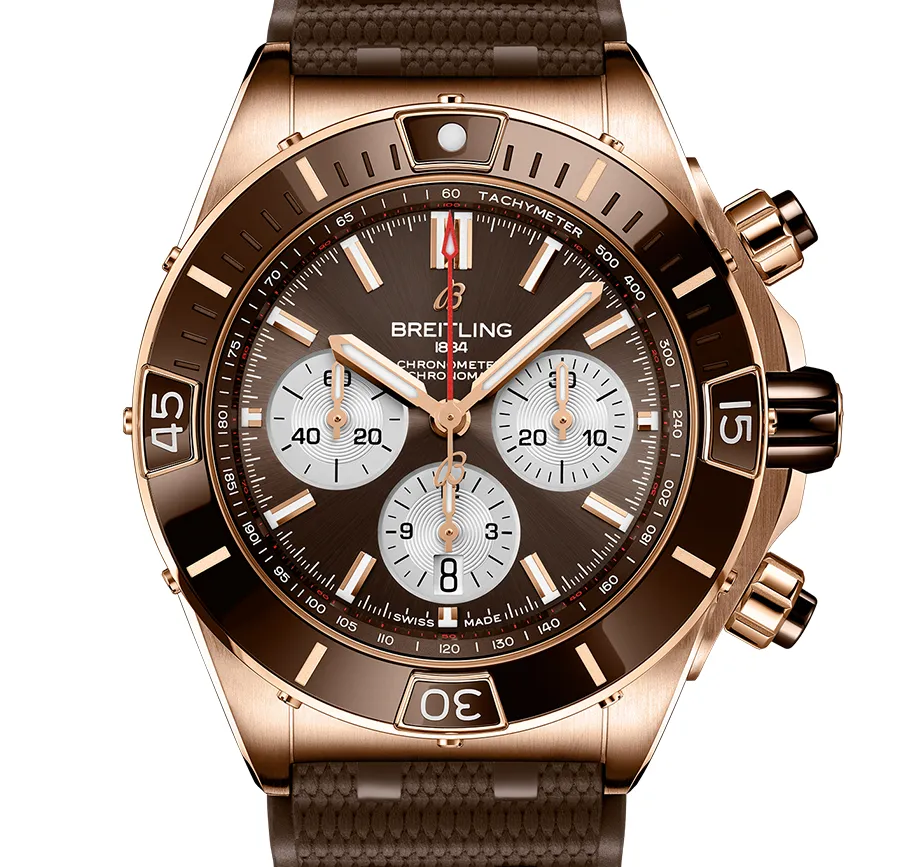 Breitling Super Chronomat B01 44 with Brown Rubber Strap