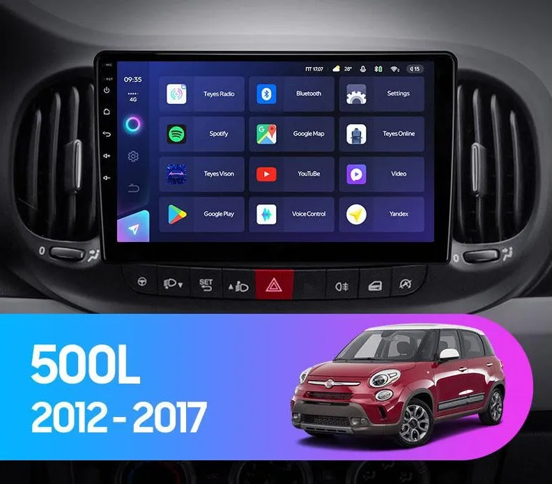 Car Dealz Elite 4G Data Model 10.2" Android 12.0 For Fiat 500L 2012 - 2017 In Dash Plus OEM Fascia