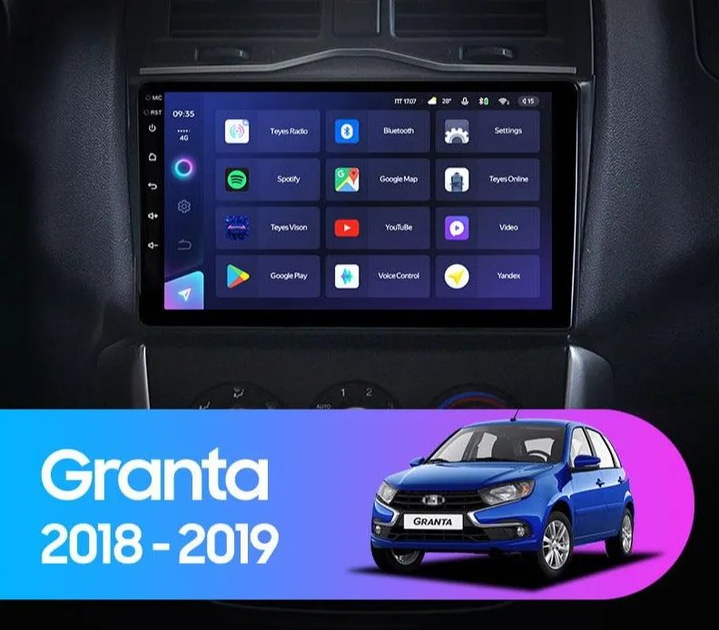 Car Dealz Elite 4G Data Model 10.2" Android 12.0 For LADA Granta Cross 2018 - 2019 In Dash Plus OEM Fascia