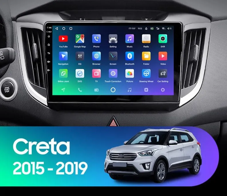 Car Dealz Premium Advanced 4G Data Model 10.2" Android 12.0 For Hyundai Creta IX25 2015-2019 In Dash Plus OEM Fascia