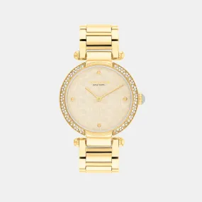 Cary Women Quartz Beige Mother Of Pearl Dial Analog Stainless Steel Watch 14504183