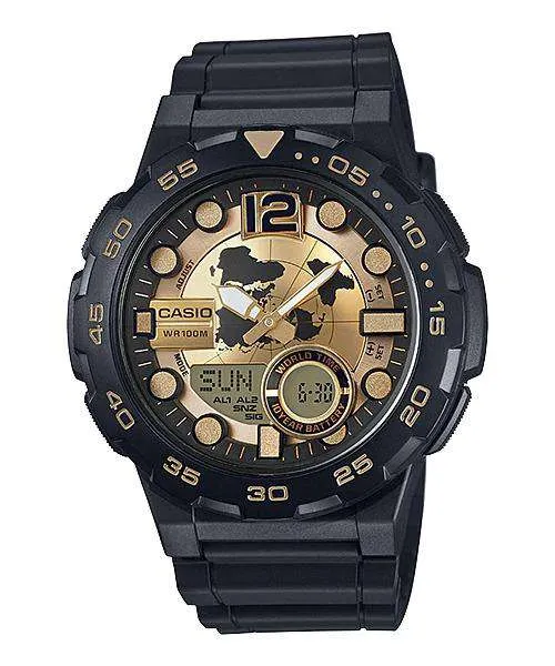 Casio AEQ-100BW-9A Black Resin Strap Watch for Men