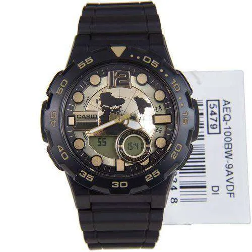 Casio AEQ-100BW-9A Black Resin Strap Watch for Men