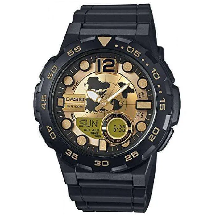 Casio AEQ-100BW-9A Black Resin Strap Watch for Men