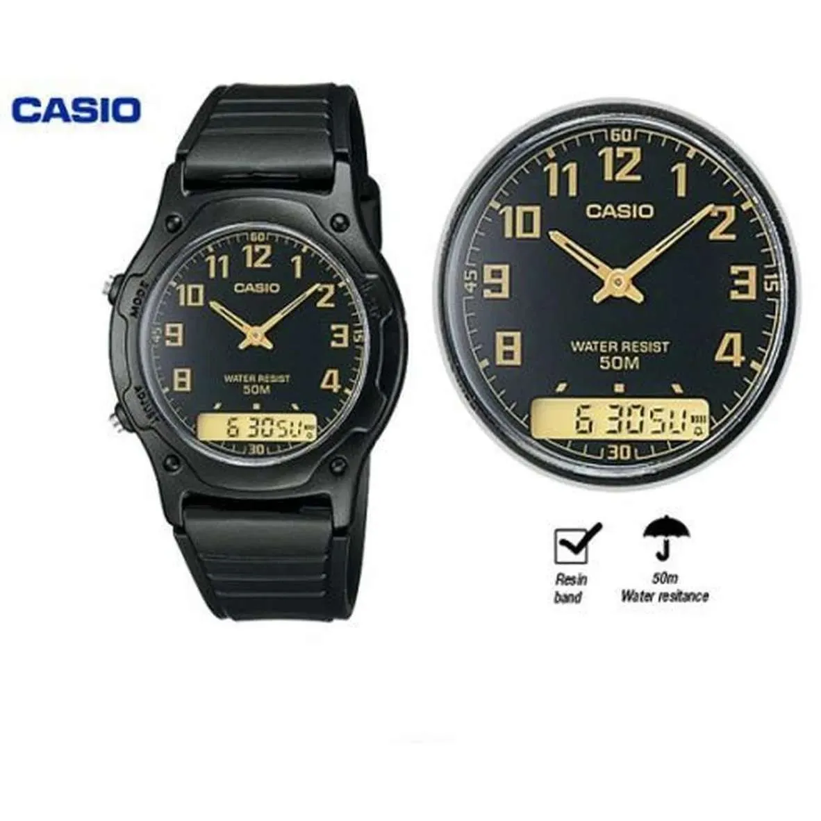 Casio AW-49H-1BVDF Black Resin Watch for Men and Women