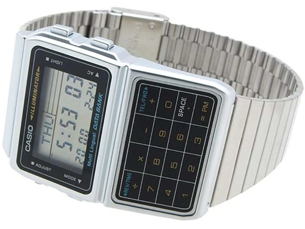 Casio DBC-611-1D Silver Stainless Calculator Watch for Men and Women