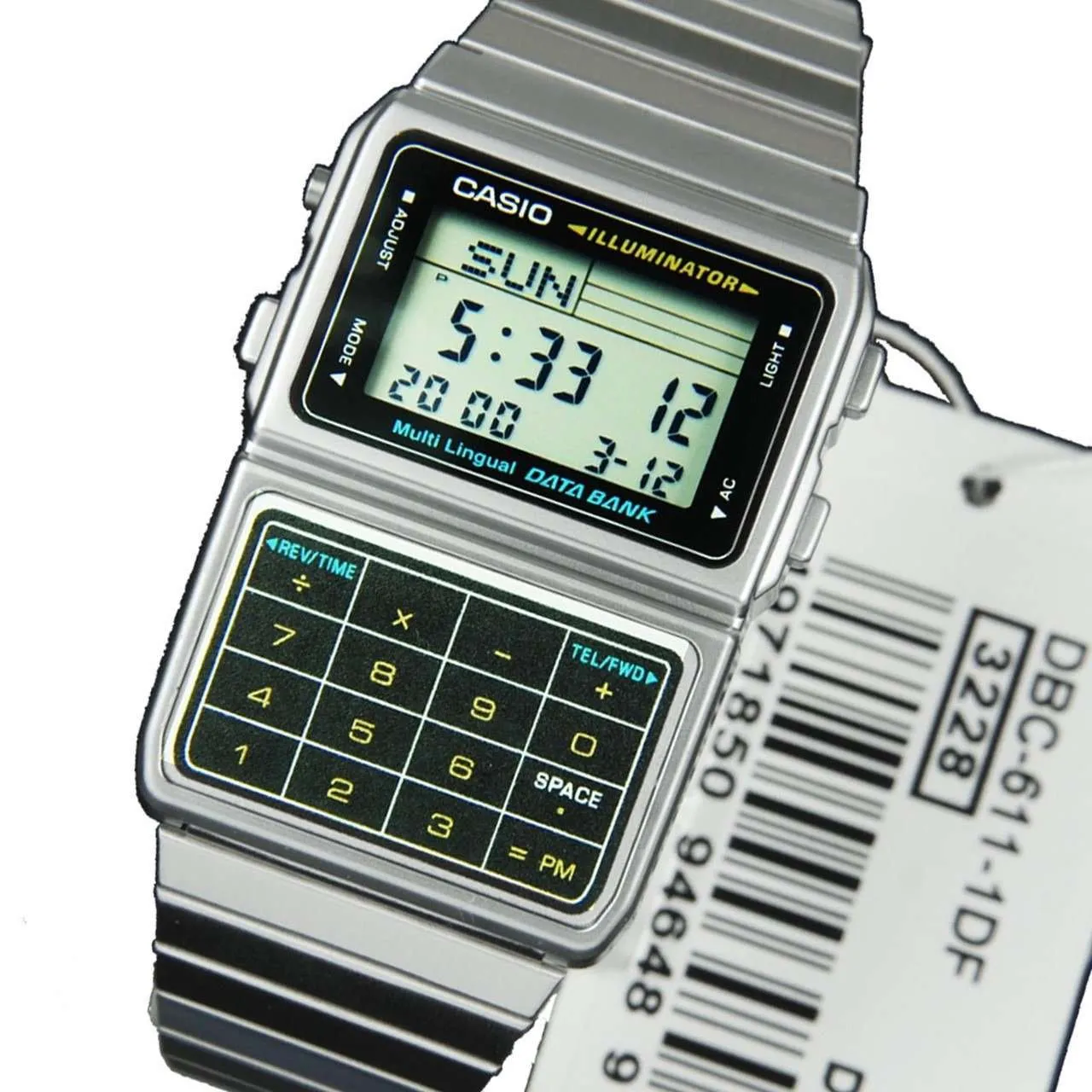 Casio DBC-611-1D Silver Stainless Calculator Watch for Men and Women