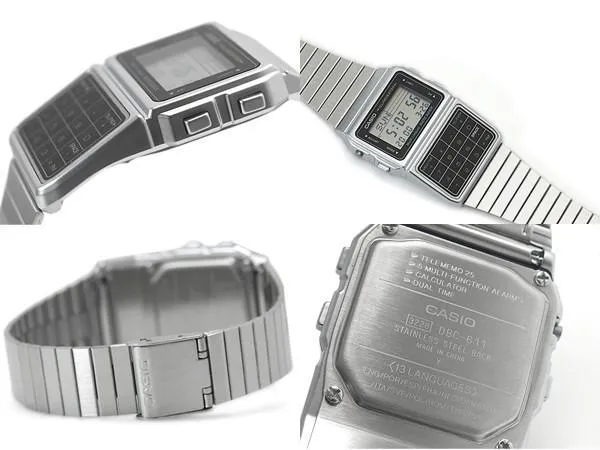 Casio DBC-611-1D Silver Stainless Calculator Watch for Men and Women