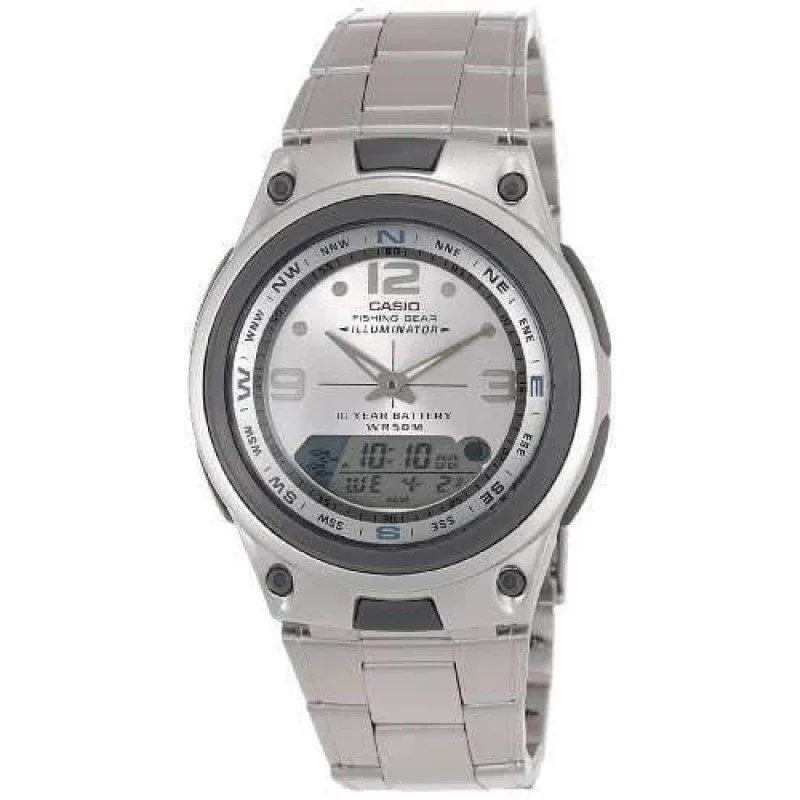 Casio Illuminator Men's Silver Stainless Steel Strap Watch- AW-82D-7AV