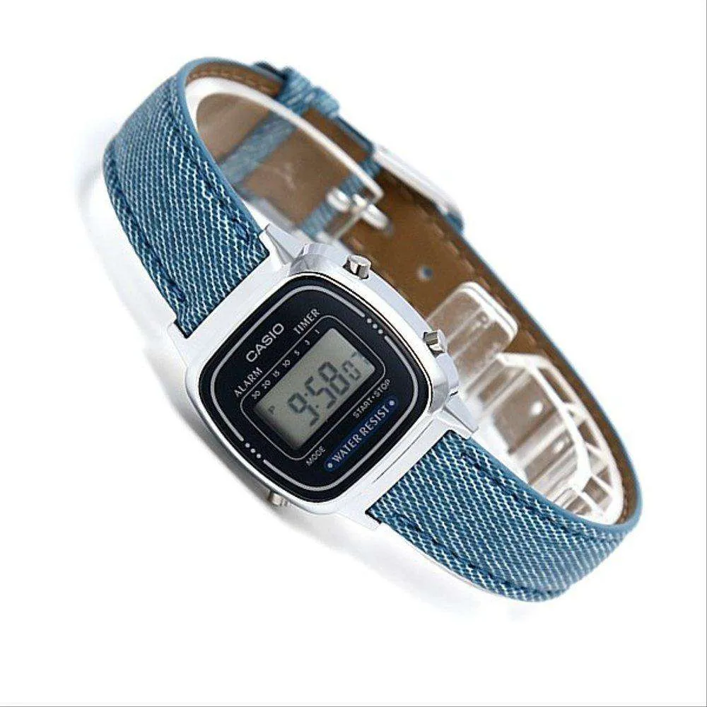 Casio LA670WL-2A2DF Light Blue Leather Denim Watch for Women