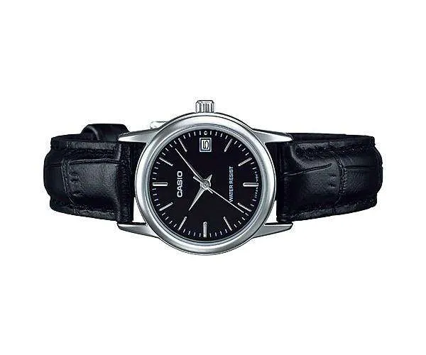 Casio LTP-V002L-1A Black Leather Strap Watch for Women