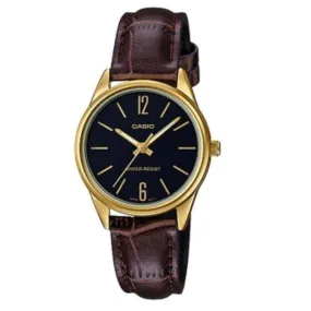 Casio LTP-V005GL-1B Brown Leather Strap Watch for Women