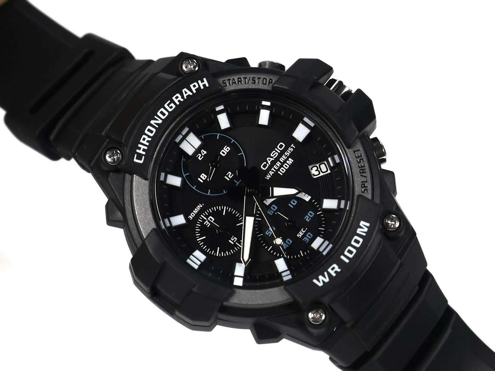 Casio MCW-110H-1AVDF Analog Chronograph Black Resin Strap Watch for Men