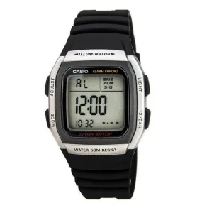 Casio Men's Casual Classic Digital Grey Dial Alarm Chronograph Black Strap Watch | W96H-1A