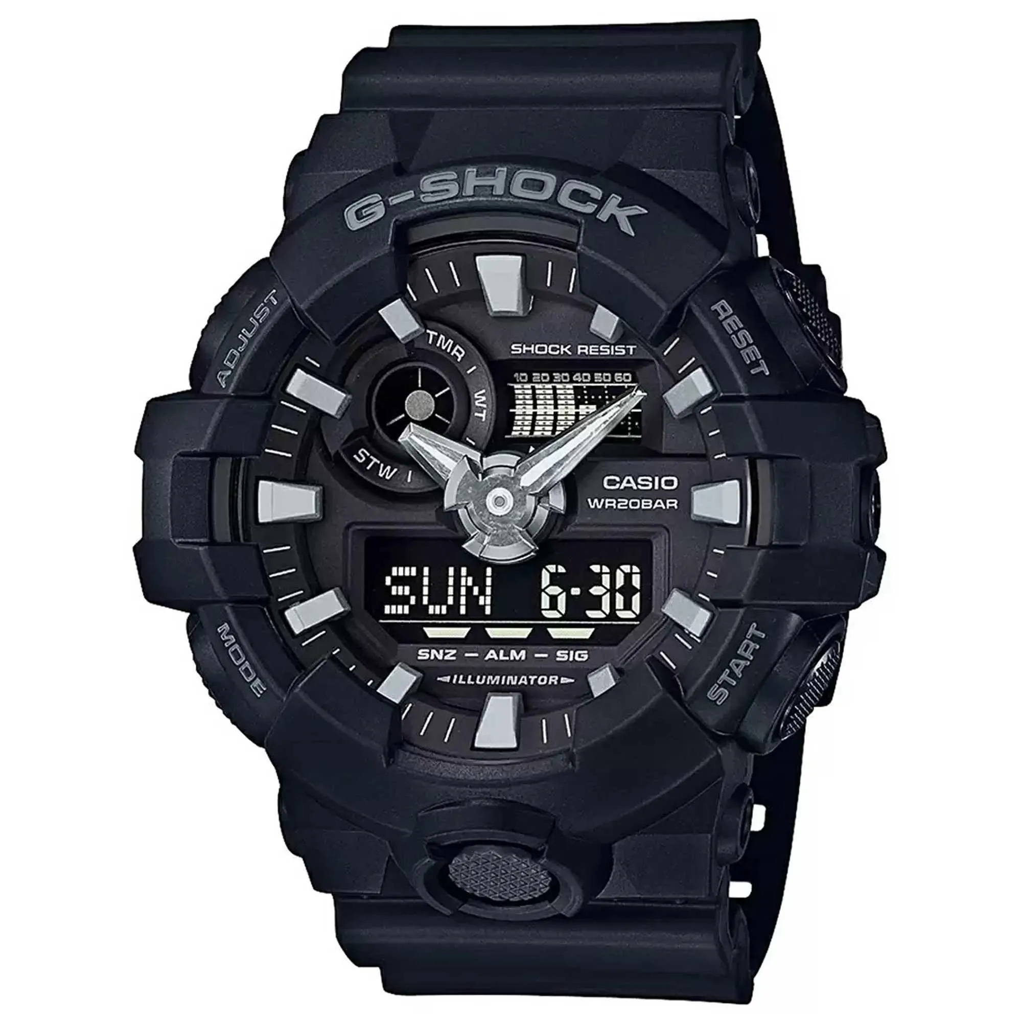 Casio Men's Quartz Watch - G-Shock Black Analog-Digital Dial Resin Strap | GA700-1B