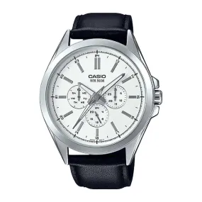 Casio MTP-SW300L-7AVDF Black Leather Strap Watch for Men