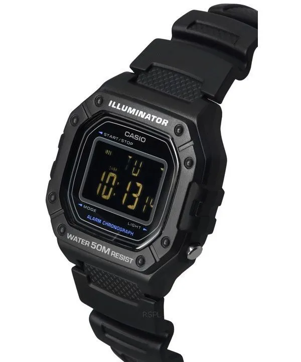 Casio Standard Digital Resin Strap Black Dial Quartz W-218H-1B Men's Watch