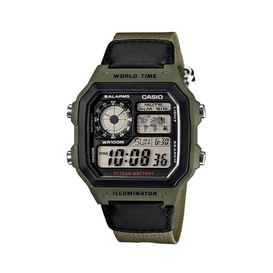 Casio Unisex Digital Green Watch AE1200WHB-3B / AE-1200WHB-3B