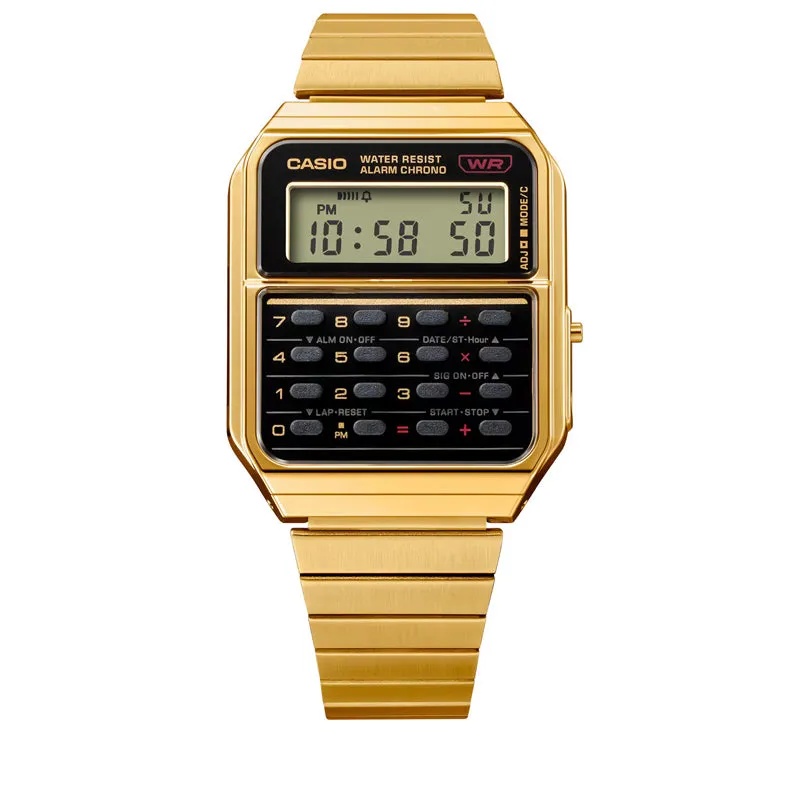 Casio Vintage Series Calculator Digital Watch - Gold