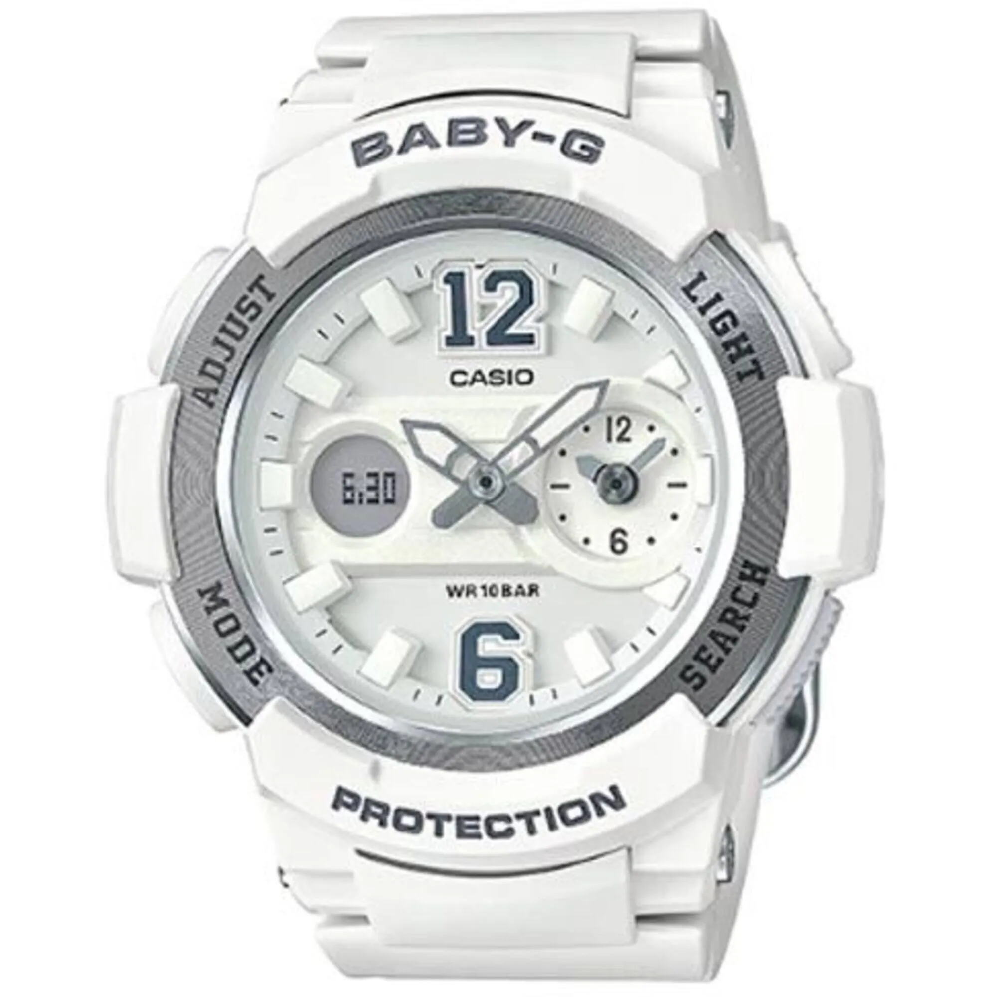 Casio Women's Watch - Baby-G Alarm White Resin Strap Analog-Digital | BGA210-7B4